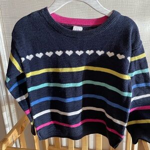 Baby Gap Girls Multicolor Striped Sweater with Hearts